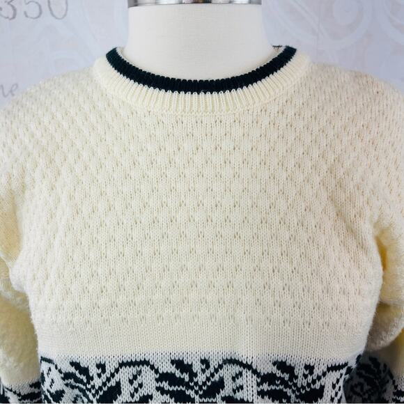 Rainbow Ridge Vintage 80s 90s Cream Black Sweater Medium - Picture 2 of 8